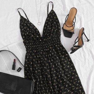 NWOT Shein Ditsy Floral Shirred Waist Cami Dress